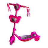 Patinete Infantil Musical Frozen 3 Rodas Com Cesta Luz