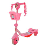 Patinete Infantil Musical Rosa 3 Rodas Com Luzes Princesa Cor Rosa-claro