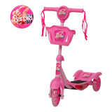 Patinete Infantil Rosa Barbie Regulável Cesta Suporta 20kg