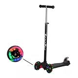 Patinete Infantil Unissex Dobrável E Ajustável 4 Rodas Com Luzes Em Led Até 70kg Cor Preto
