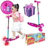 Patinete Irado Infantil Presente Para Crianças Presente 5 Anos Patinete Com LED Portátil Estampa Unicórnio Menino Menina Rosa 