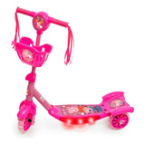Patinete Musical Peppa Pig Rosa 3 Rodas Infantil Cesta Luz