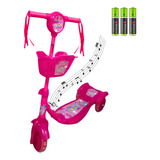 Patinete Princesa Rosa Infantil Menina Luz E Som Pilhas