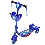 Patinete Scooter Infantil Azul 3 Rodas Com Cesta Luz E Som Altura Ajustavel