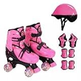 Patins 4 Rodas Ajustáveis Com Kit De Proteção Resistente DM Toys Rosa P 30 A 33 