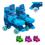 Patins 4 Rodas Ajustavel Quad Para Crianças Com Luzes Led