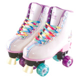 Patins 4 Rodas Com Luz Unicornio Colorido Ajuste De Tamanho