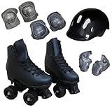 Patins 4 Rodas Roller Clássico Preto Com Kit Proteção Tamanho 30 31 Importway