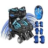 Patins 4 Rodas Tamanho Ajustavel Acompanha Kit De Proteção Resistente PRETO KIT PRETO M 32 A 35 