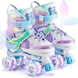 Patins 4 Rodas Tamanho Ajustável Com Rodas Led  Sereia Roxo  G   36 A 39 