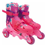 Patins Ajustável 3 Rodas Barbie 29 32 Com Kit Proteção 77855
