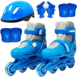 Patins Ajustável 4 Rodas Com Kit Segurança Capacete Proteção