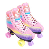 Patins Arco Íris Menina Quad 4 Rodas Roller Infantil Unitoys