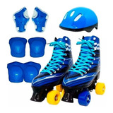Patins Clássico Sou Luna Roller Quad Kit Proteção Azul 30 31