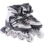 Patins In Line Em Linha Semi Profissional Long Feng Ajustável Roller Abec 7 Preto 33 Ao 35 