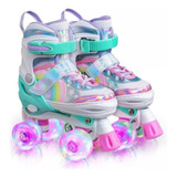 Patins Infanti Lançamento Arco Íris Com Luz De Led E Glitt