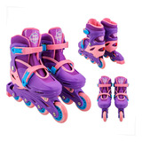 Patins Infantil 4 Rodas Ajustável Inline Com Kit Proteção