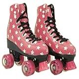 Patins Infantil 4 Rodas Com Led Feminino Quad Roller E Skate Rosa 37 38