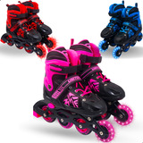 Patins Infantil 4 Rodas Inline C  Led Varios Tamanhos Cores