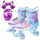 Patins Infantil 4 Rodas Patins Quad Patins Infantil Menina Ajustável Em 4 Tamanhos Com Bolsa E Kit Proteção Ideal Para Meninas Meninos E Iniciantes Borboleta Kit Proteção P 28 Ao 31 