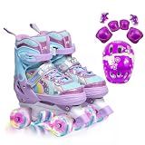 Patins Infantil 4 Rodas  Patins Quad  Patins Infantil Menina  Ajustável Em 4 Tamanhos  Com Bolsa E Kit Proteção  Ideal Para Meninas  Meninos E Iniciantes  Roxo   Kit Proteção  M  32 Ao 35  