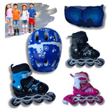 Patins Infantil Criança 4 Rodas Led 31 Ao 34 Kit Proteção
