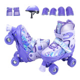 Patins Infantil Quad 4 Rodas Roller Kit Proteção Completo
