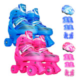 Patins Infantil Roller 4 Rodas + Capacete Ajustável Proteção
