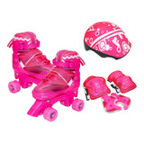 Patins Infantil Roller 4 Rodas Capacete Ajustável Proteção
