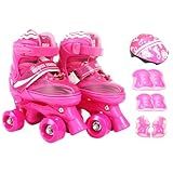 Patins Infantil Roller 4 Rodas Proteção Ajustável Rosa G 37 Ao 40 