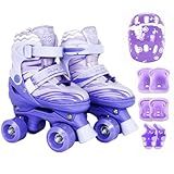 Patins Infantil Roller 4 Rodas   Proteção Ajustável  Roxo  M   33 Ao 36 
