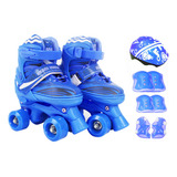Patins Infantil Roller 4 Rodas Proteção Capacete Ajustável