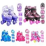 Patins Infantil Roller Ajustável 4 Rodas Rodinha Proteção  Roxo  M   33 Ao 36 