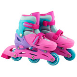 Patins Infantil Roller Rosa E Azul Capacete Acessórios 28 31