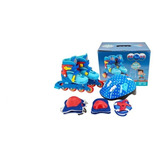 Patins Infantil Tri line Azul N 30 33 C Kit Proteção
