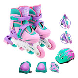 Patins Infantil Tri line Masculino Feminino Com Kit Proteção