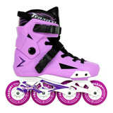 Patins Inline Freestyle Traxart Revolt Lilás branco Brinde