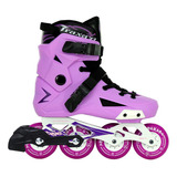 Patins Inline Traxart Revolt Lilás branco Freio Brinde