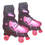 Patins Menina Rosa Glitter 4 Rodas Ajustável 37 40