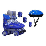 Patins Quad Azul Regulável Com Kit