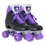Patins Quad Retro Clássico 4 Rodas Preto Roxo Bel Roller