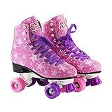 Patins Retrô Clássico 4 Rodas Quad Roller Azul Rosa E Preto Tam 33 34 BBR Toys Rosa 