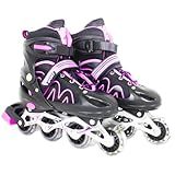 Patins Roller Ajustável Inline 4 Rodas Adulto Rodinha Led Rosa G 37 Ao 40 