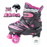 Patins Roller Completo Infantil Quad Menina Rosa Sou Luna