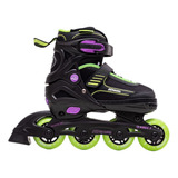 Patins Roller Hd Inline Sonic Ajustável 35 38br Preto E Verd
