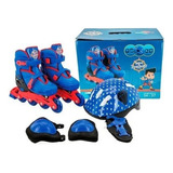 Patins Roller Infantil Inline Menino 34 Ao 37 Kit Proteção