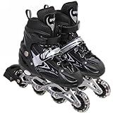 Patins Roller Inline 4 Rodas Skates Ajustavél Com Rodas Iluminadas Jovens E Adultos, Para Iniciantes, Adequado Para Uso Interno E Externo (preto, G (37 Ao 40))