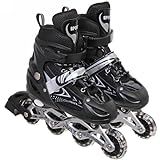 Patins Roller Inline 4 Rodas Skates Ajustavél Com Rodas Iluminadas Jovens E Adultos Para Iniciantes Adequado Para Uso Interno E Externo Preto M 33 Ao 36 