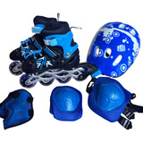 Patins Roller Kit Proteção Criança Ajustavel 31 34 Roda Led
