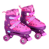 Patins Roller Star Rosa Com Kit